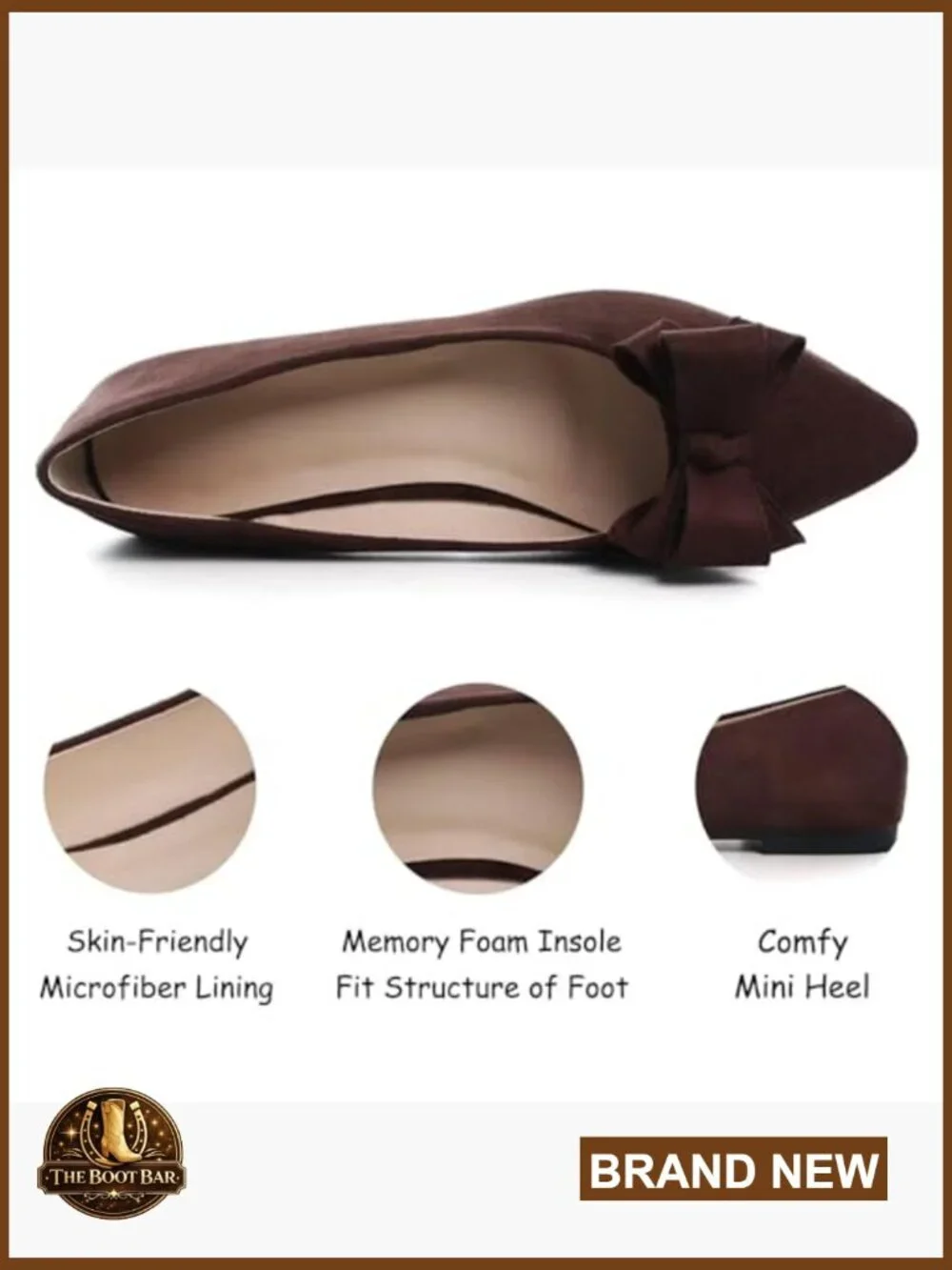 Pointed Toe Ballet Flats with Bow Knot, Slip-On Loafers for Business Casual Wear